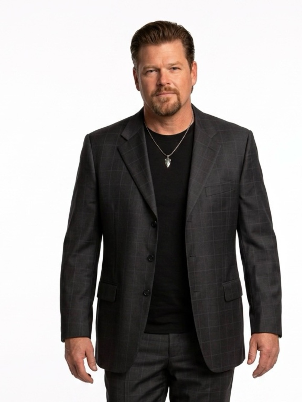 Faconnable Men's Bluish/Black Windowpane Single-Breasted Blazer 46L